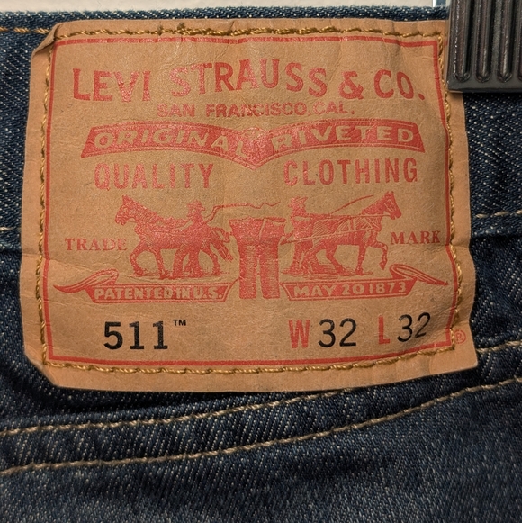Levi's Men's 511 Skinny Dark Wash Indigo Slim Jeans 32×32 Y2K-Adjacent Retro - Picture 2 of 8
